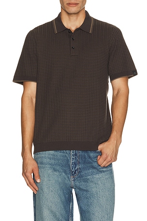 Rag & Bone Harvey Rib Polo Shirt in Brown