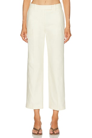RENGGLI Cotton Twill Tailored Trouser in Cream