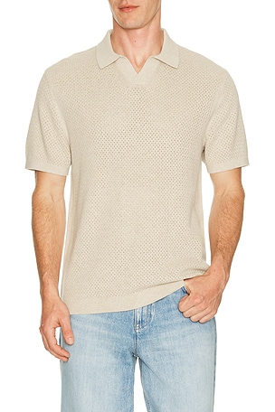 Reigning Champ Cotton Linen Victor Polo in Beige