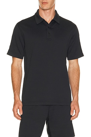 Reigning Champ Solotex Mesh Tiebreak Standard Polo in Black