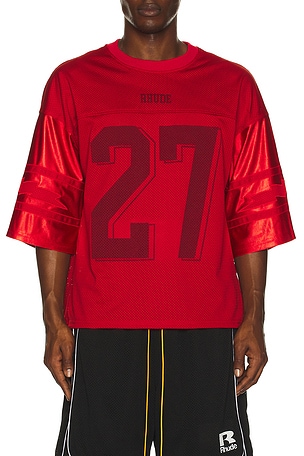 Rhude Lightning Football Jersey in Red
