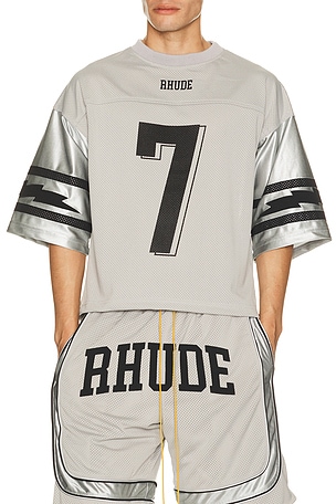Rhude Lightning Football Jersey in Grey