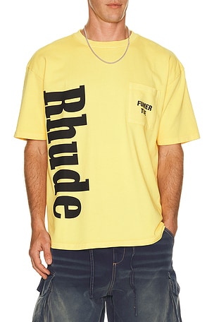 Rhude Logo Pocket Tee in Yellow