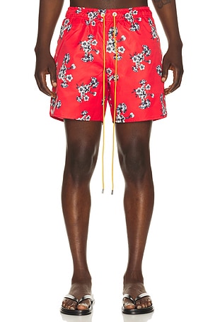 Rhude Turbo Floral Swim Short in Red