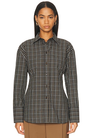 Rohe Shaped Check Shirt in Black