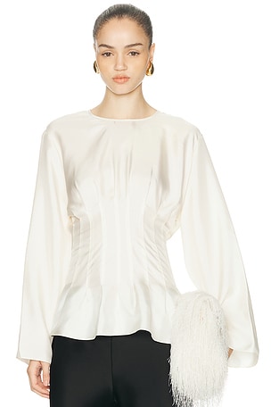 Rohe Sculptural Waisted Silk Top in Cream