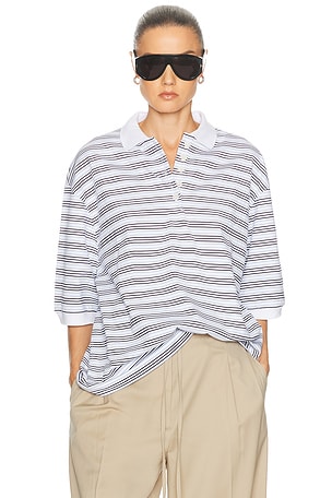 Rohe Striped Oversized Polo Top in White