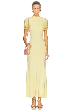 Roland Mouret Draped Shawl Ceremony Dress in Yellow