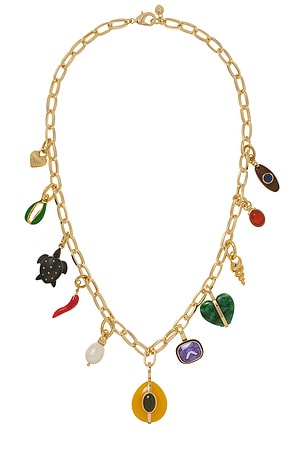 Roxanne Assoulin The Multi Charm Chain Necklace in Metallic Gold
