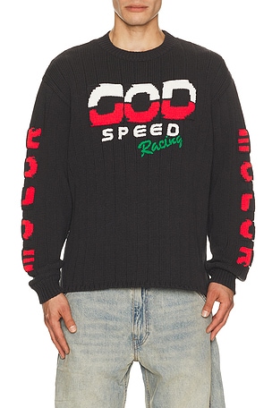 rice nine ten Knitted Racing Sweater in Black