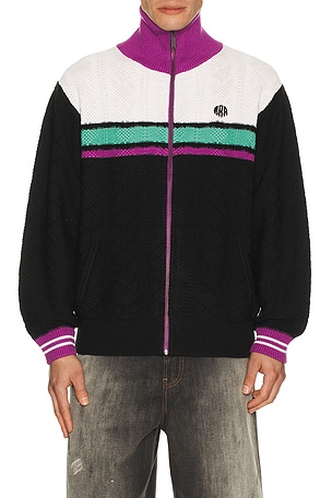 rice nine ten Knitting Jogging Suit Jacket in Black