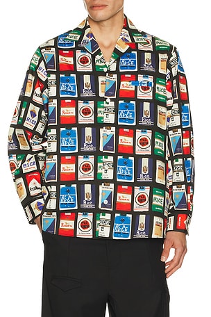 rice nine ten Ciggy Open Collar Shirt in Black