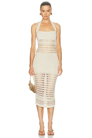 retrofete Jaycee Crochet Dress in Beige