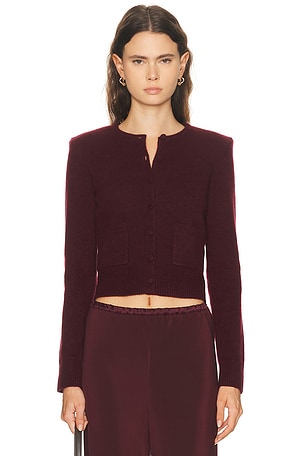 SABLYN Emilia Shoulder Pad Cardigan in Burgundy