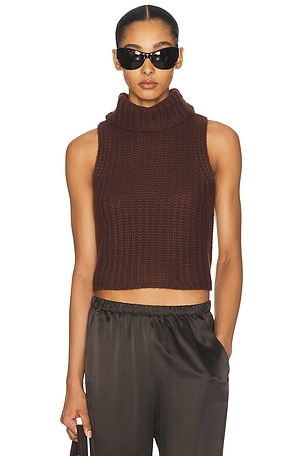 SABLYN Saige Cropped Turtleneck Top in Brown