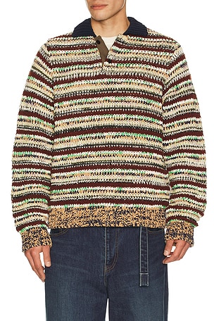 Sacai Mix Knit Pullover in Beige