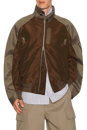 Sacai Cotton Chino x Nylon Twill Blouson in Brown