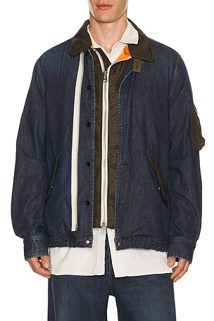 Sacai Denim x Nylon Twill Blouson in Blue