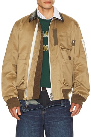 Sacai Cotton Chino Blouson in Green