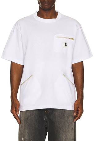 Sacai x Carhartt WIP Cotton Jersey T-Shirt in White