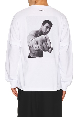 Sacai Graphic Long Sleeve T-Shirt in White