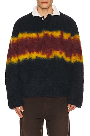 Sacai Chusen-Dyed Knit Polo Shirt in Multi