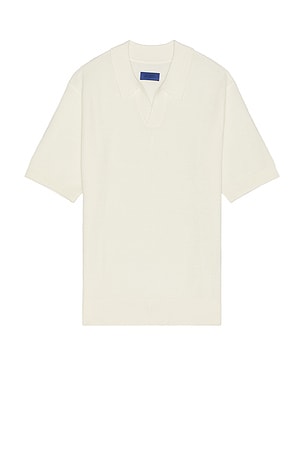 SATURDAYS NYC Alex Merino Wool Open Placket Polo in Cream