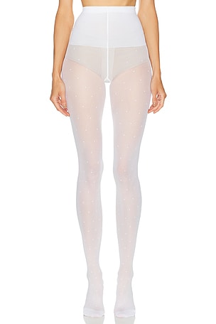 SWEDISH STOCKINGS Doris Dotted Tights in White