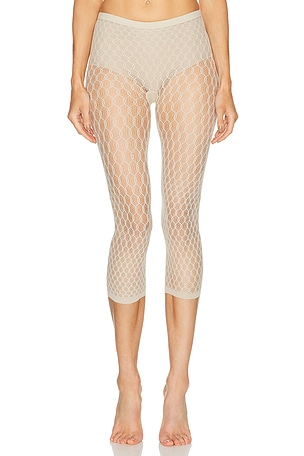 SWEDISH STOCKINGS Laura Net Capri Tights in Beige