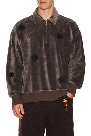 Song for the Mute Daisy Quarter Zip Jumper in Charcoal