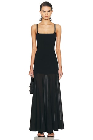 St. Agni Sheer Silk Circle Hem Dress in Black