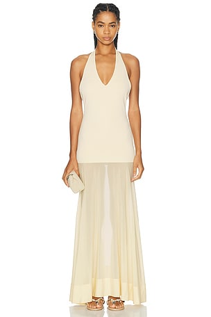 St. Agni Circle Hem Halter Dress in Cream