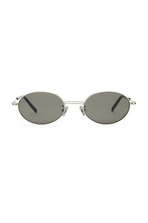St. Agni Fine Metal Oval Sunglasses in Metallic Silver