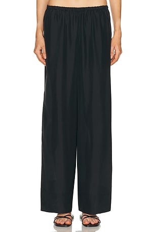 St. Agni Silk Grid Relaxed Pant in Black