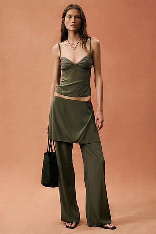 St. Agni for FWRD Transparent Sarong Pant in Olive