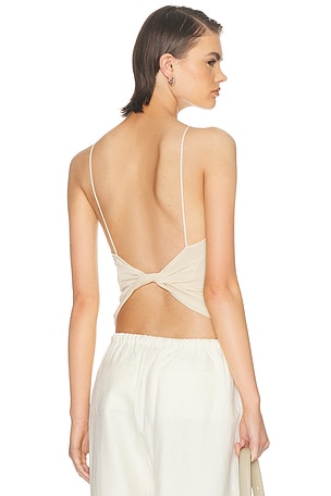 St. Agni Twist Back Knit Top in Cream