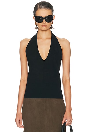 St. Agni Fine Merino Halter Top in Black