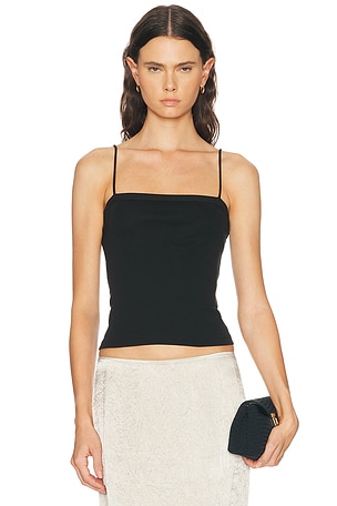 St. Agni Organic Cotton Square Neck Cami Top in Black