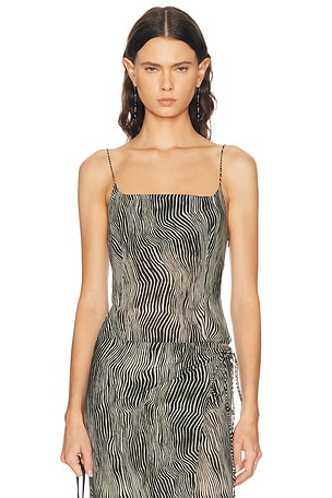 St. Agni Savannah Silk Cami Top in Black & White