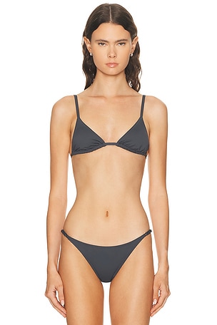 St. Agni Triangle Bikini Top in Charcoal