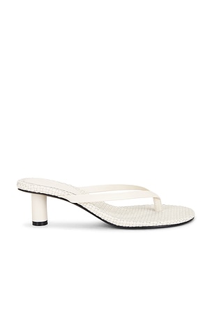 St. Agni Woven Thong Heeled Sandal in Cream