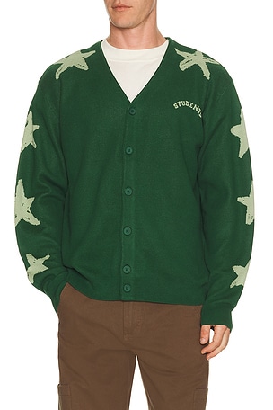 Students Golf Dexter Knit Cardigan Sweater in Dark Green