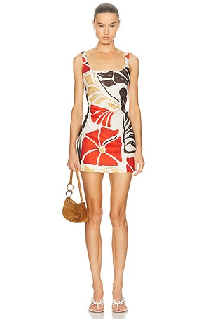 SIR. Julietta Square Neck Mini Dress in Cream, Red