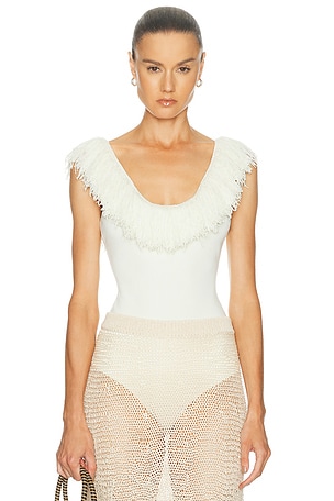 SIR. Marcelline Fringe Bodysuit in Ivory