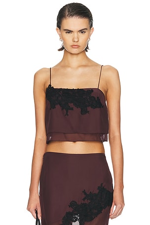 SIR. Noria Cropped Cami Top in Chocolate