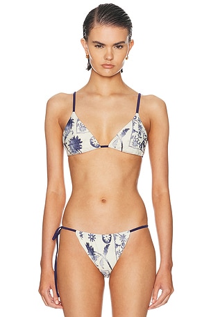 SIR. Phillipa String Triangle Bikini Top in Navy