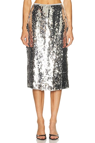 SIMONMILLER Mia Sequin Skirt in Metallic Silver
