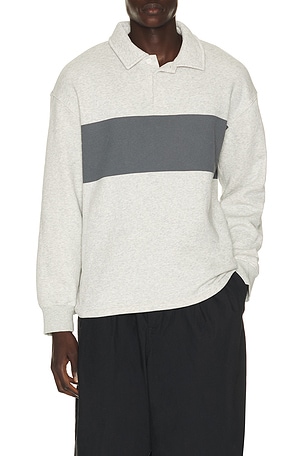 SKIMS Fleece Lounge Rugby Polo in Grey