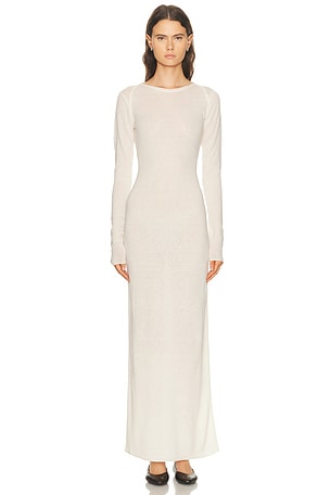 SKIMS Sheer Cashmere Long Sleeve Maxi Dress in Cream