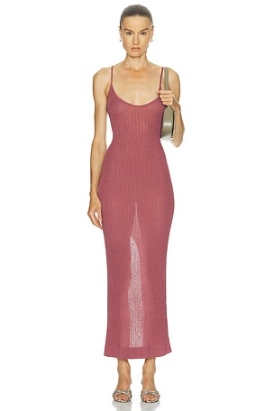 SKIMS Sheer Knit Midi Dress in Rose
